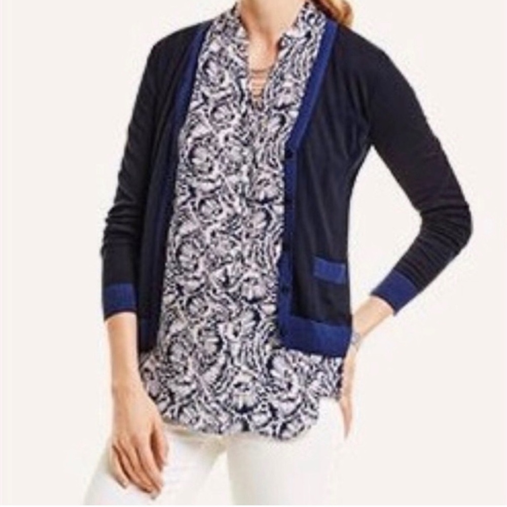 CAbi #5016 Navy and Blue Cardigan Sweater